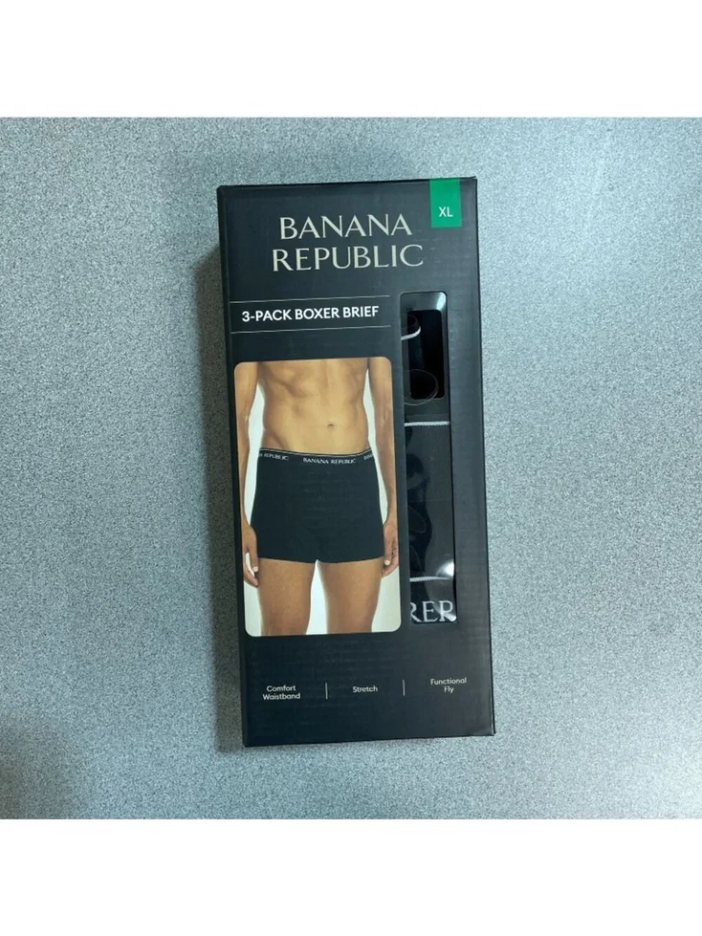 NWT Banana Republic Men's XL Black 3-Pack Boxer Briefs Comfort Waistband Stretch